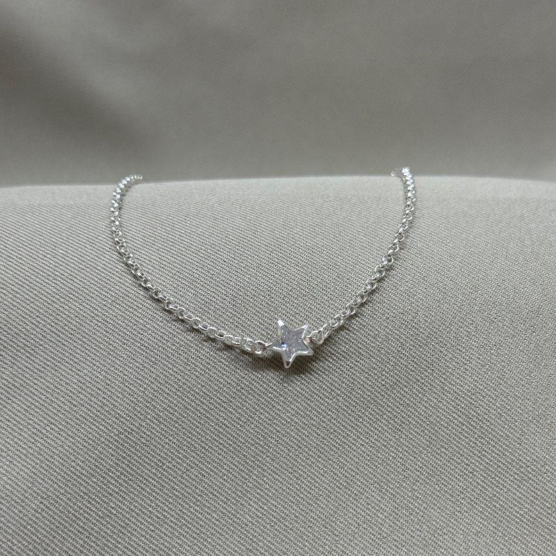 PULSEIRA ELO PORTUGUES 2MM E ESTRELA DE ZIRCONIA CRISTAL 6MM