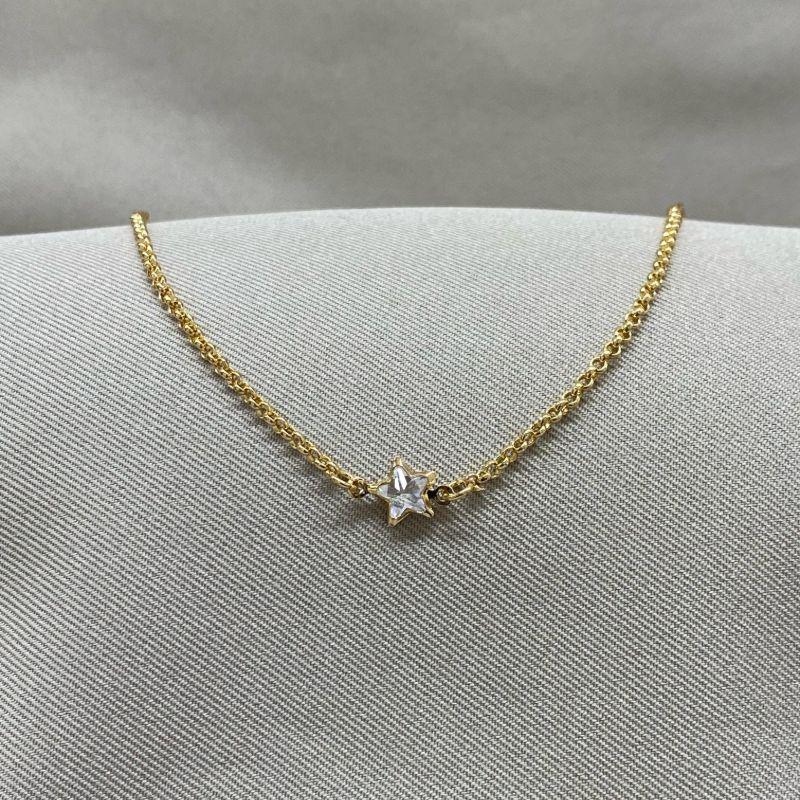 PULSEIRA ELO PORTUGUES 2MM E ESTRELA DE ZIRCONIA CRISTAL 6MM