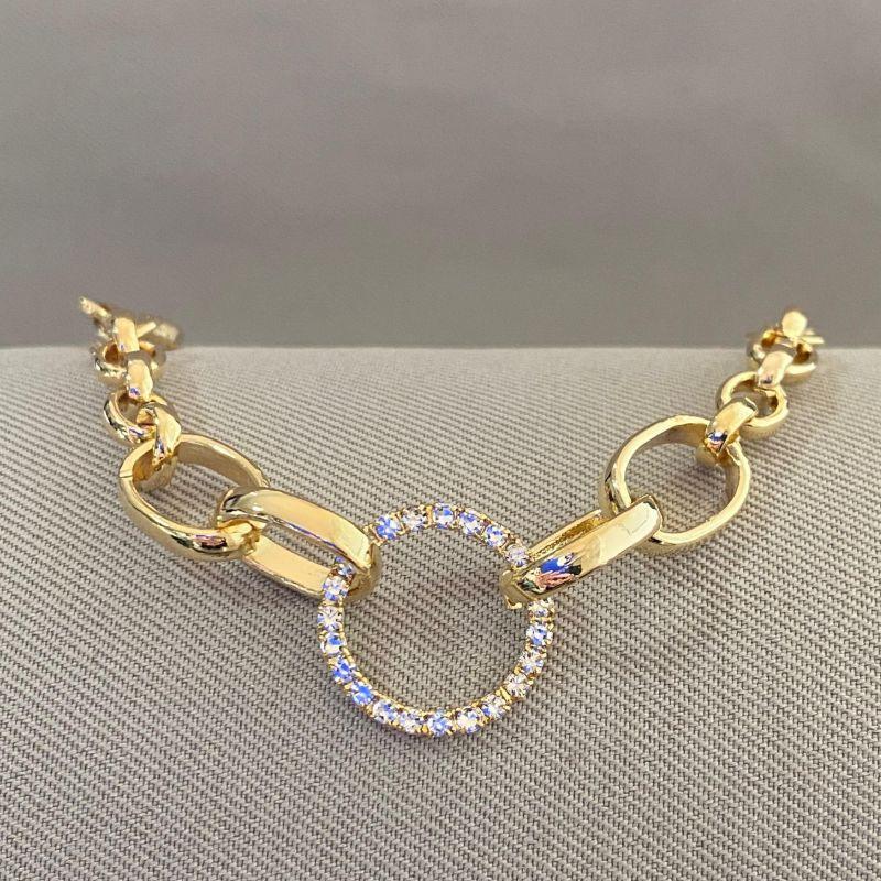 PULSEIRA ELOS COM CIRCULO CRAVEJADO