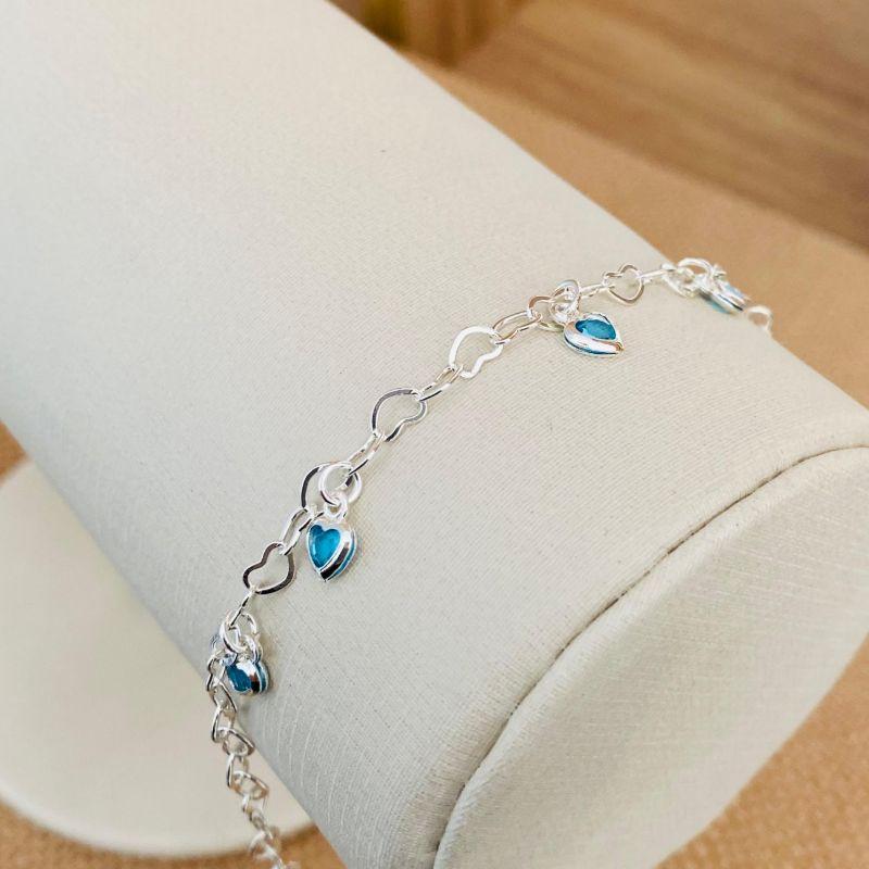 PULSEIRA ELOS CORAÇÕES COM CORAÇÃO AZUL