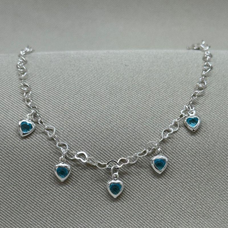 PULSEIRA ELOS CORAÇÕES E CORAÇÃOZINHO EM TIFANI ACQUA MARINA