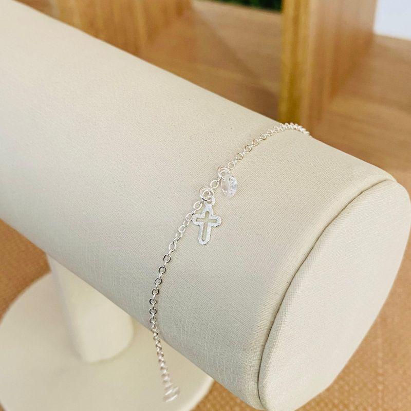 PULSEIRA INFANTIL CRUZ E ZIRCONIA