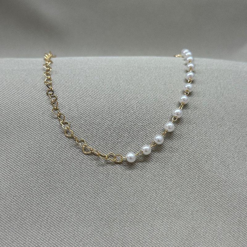 PULSEIRA PEROLAS E ELO CORAÇÃO