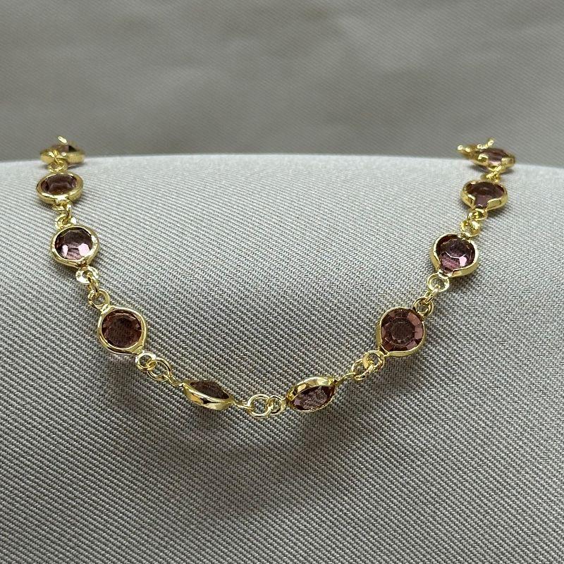 PULSEIRA TIFANI UVA 6MM COM EXTENSOR ELO CORAÇÃO E CORAÇÃO DE CHAPA NA PONTA