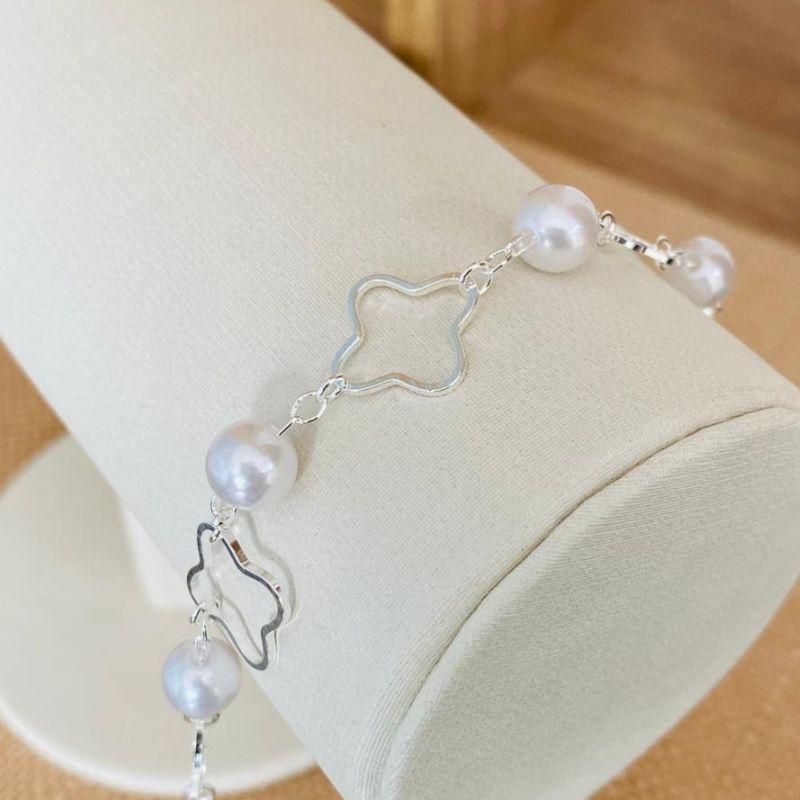 PULSEIRA TREVO COM PEROLA