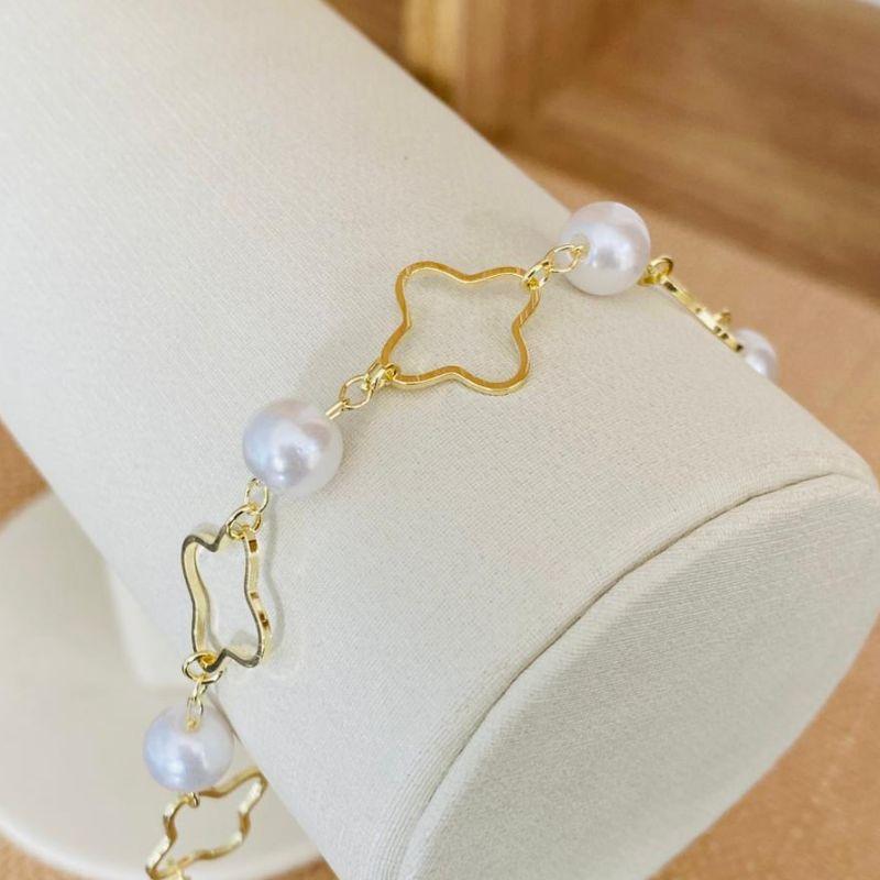 PULSEIRA TREVO COM PEROLA