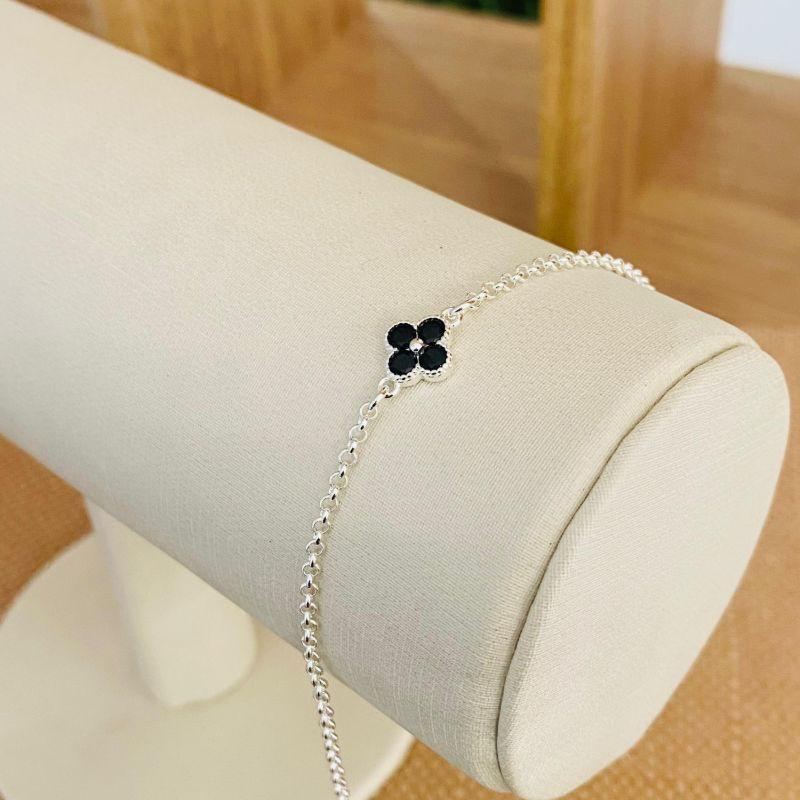 PULSEIRA TREVO PRETO ELO PORTUGUES