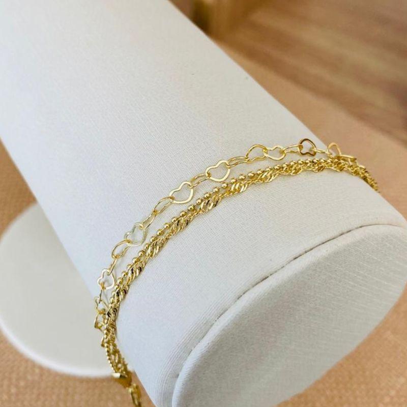 PULSEIRA TRIPLA CORAÇÃO/BOLINHA/SINGAPURA