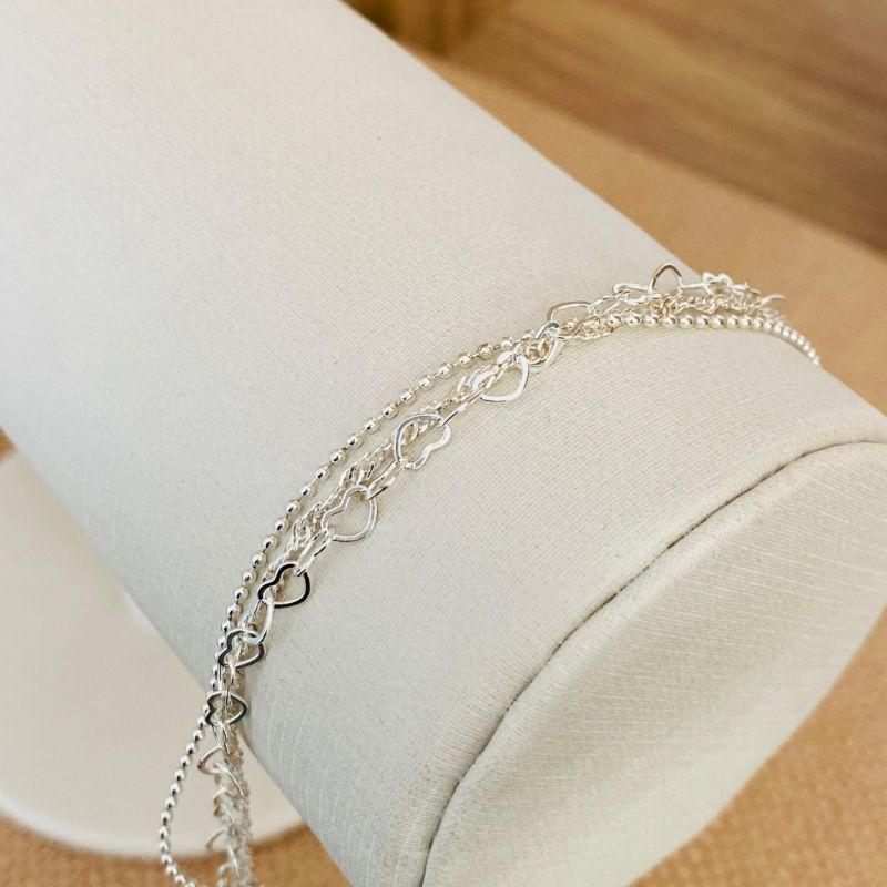 PULSEIRA TRIPLA CORAÇÃO/BOLINHA/SINGAPURA