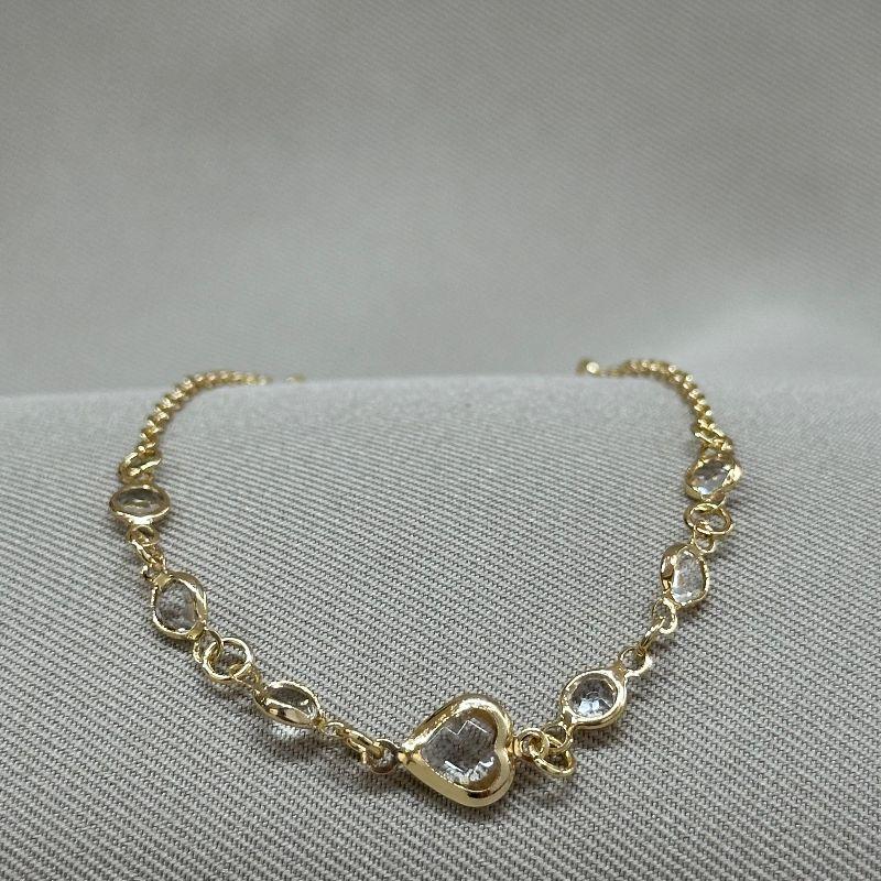 PULSEIRA ZIRCONIAS REDONDAS E CORAÇÃO
