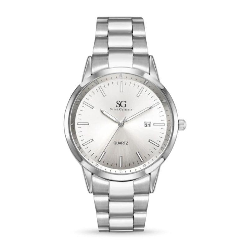 Relógio Masculino Belmont Date Metal Prata com Fundo Prata