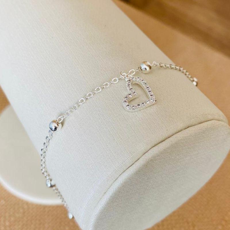 TORNOZELEIRA CORAÇÃO COM BOLINHAS