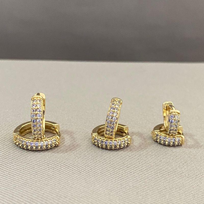 TRIO DE BRINCOS ARGOLINHA CRAVEJADO