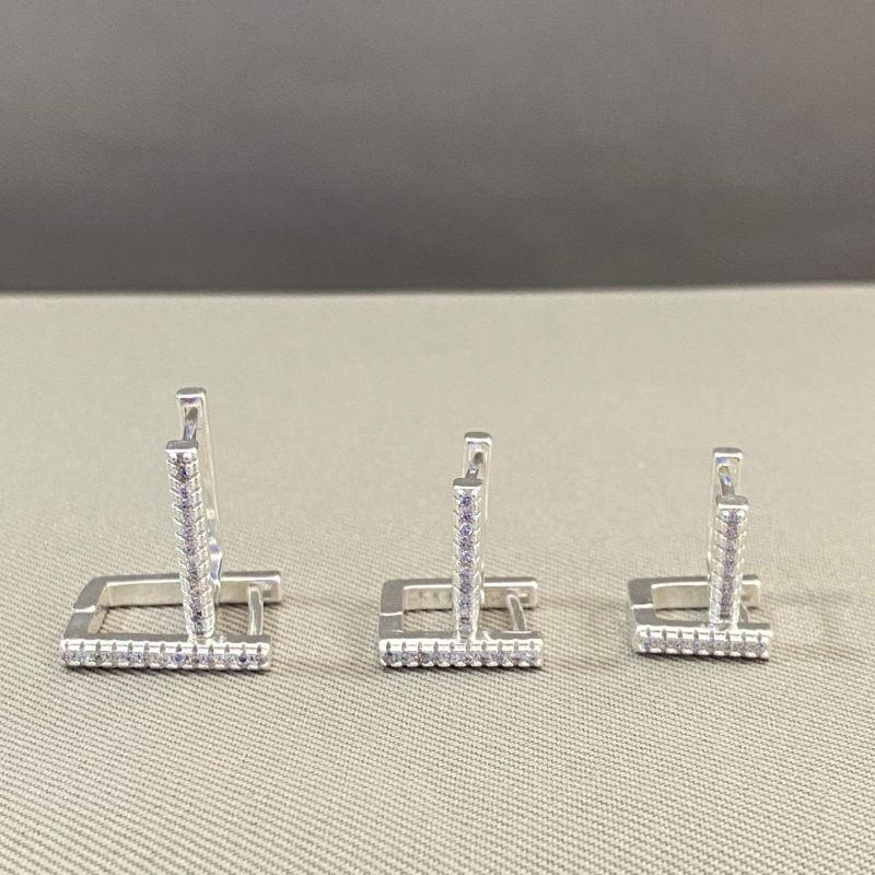 TRIO DE BRINCOS ARGOLINHA QUADRADA