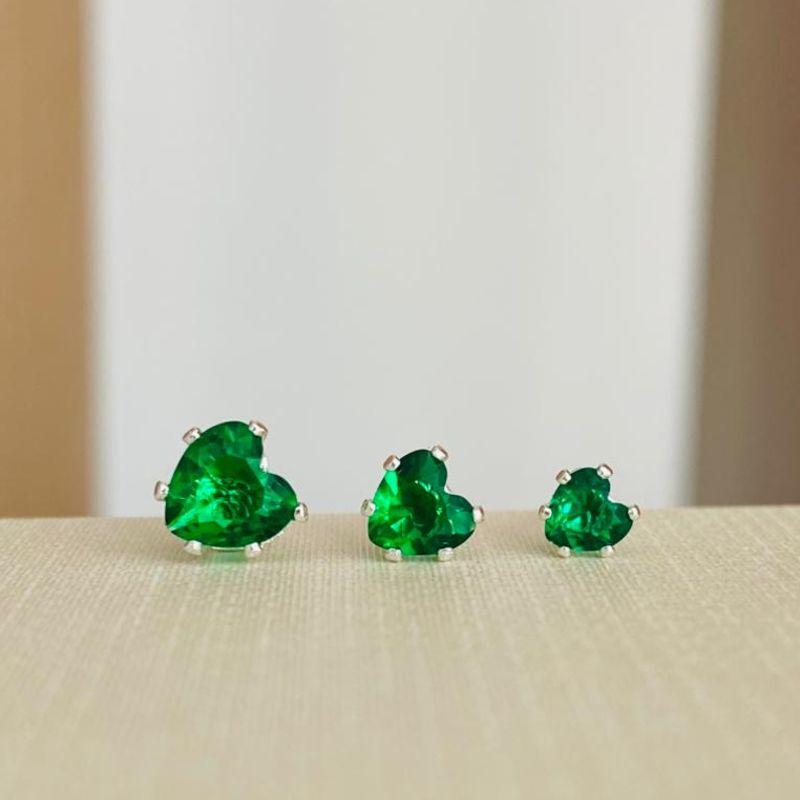 TRIO DE BRINCOS CORAÇÃO VERDE