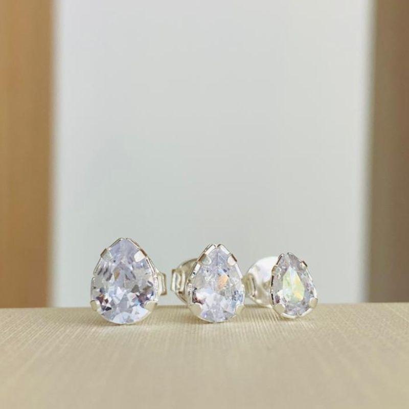 TRIO DE BRINCOS GOTA CRISTAL