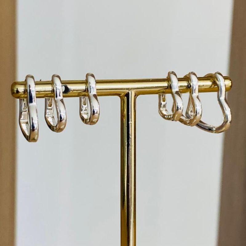 BRINCO TRIO ARGOLA CORAÇÃO LISO