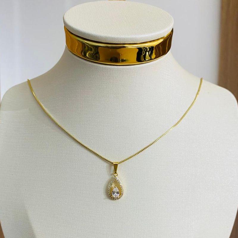 COLAR GOTA CRAVEJADA ZIRCONIA
