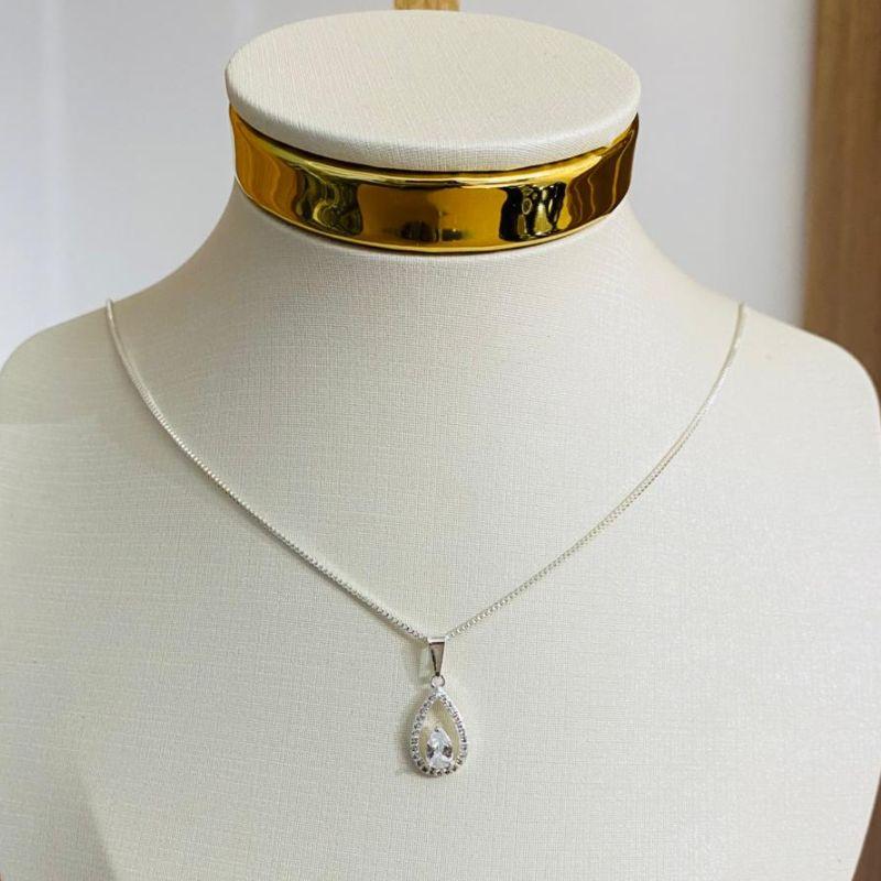 COLAR GOTA CRAVEJADA ZIRCONIA