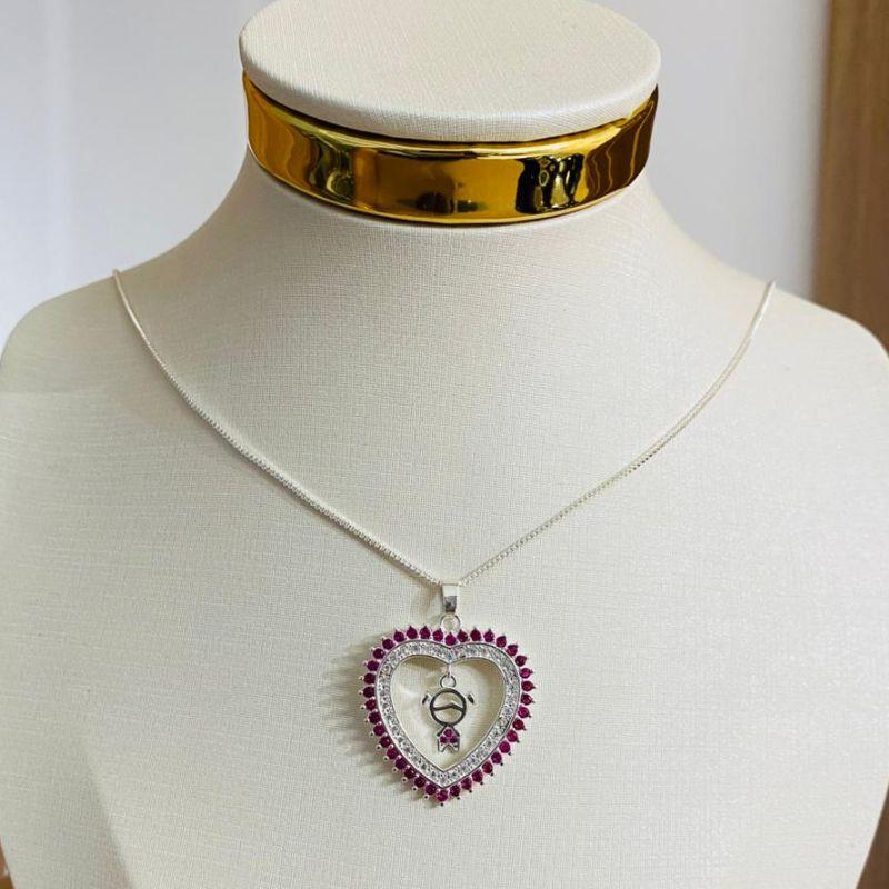 COLAR MENINA CORAÇÃO CRAVEJADO