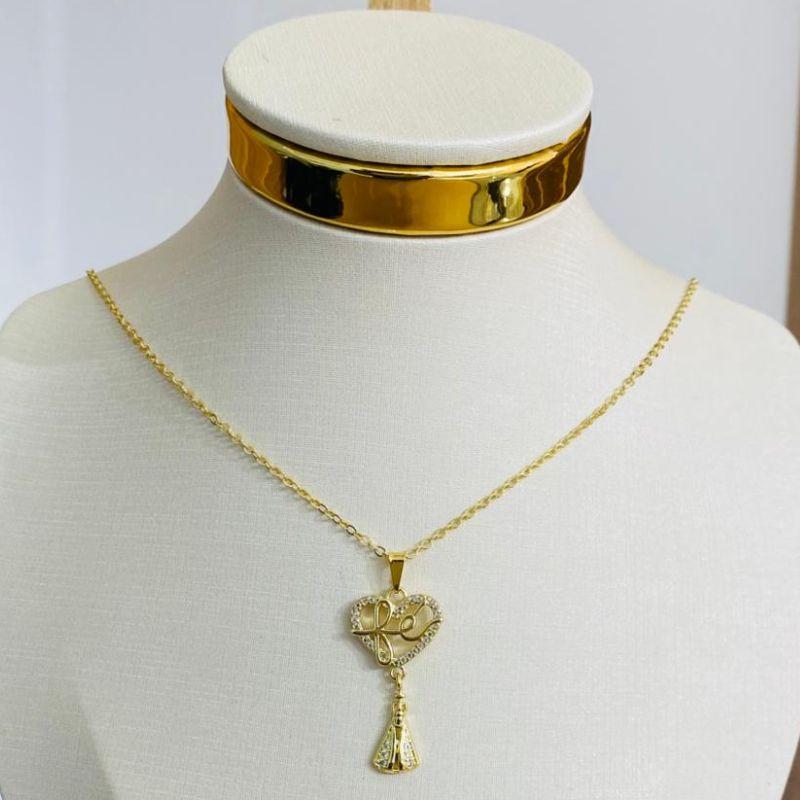 COLAR N.S. APARECIDA COM CORAÇÃO FÉ