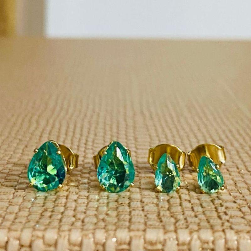 DUPLA DE BRINCOS GOTINHA VERDE