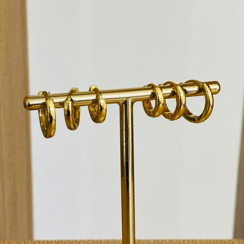 TRIO DE BRINCOS ARGOLINHA LISA