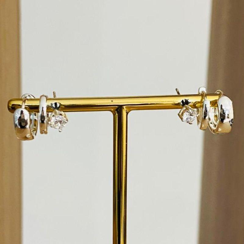 TRIO DE BRINCOS ARGOLINHA COM PONTO DE LUZ