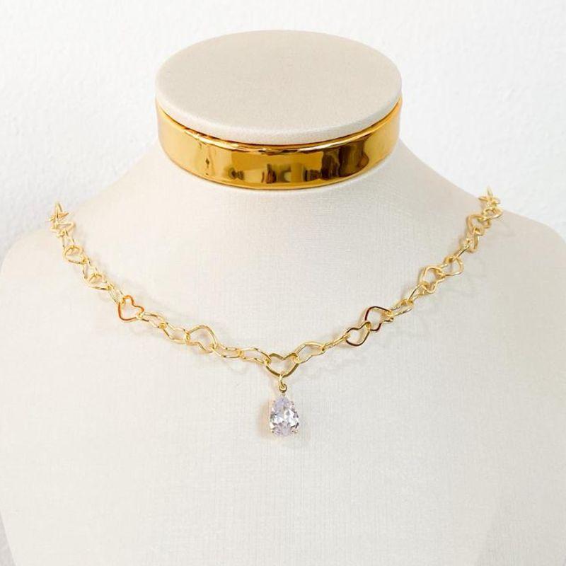 CHOCKER ELOS CORAÇÕES COM GOTA ZIRCONIA