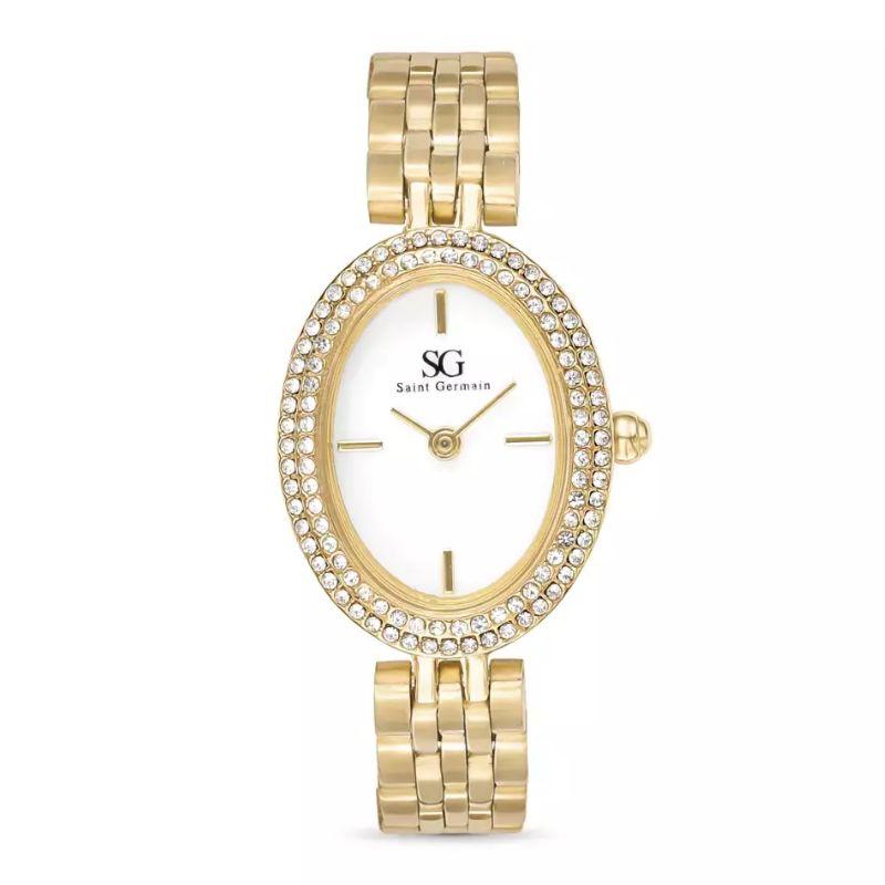 Relógio Feminino Oval Versailles Dourado com Cristais Cravejados