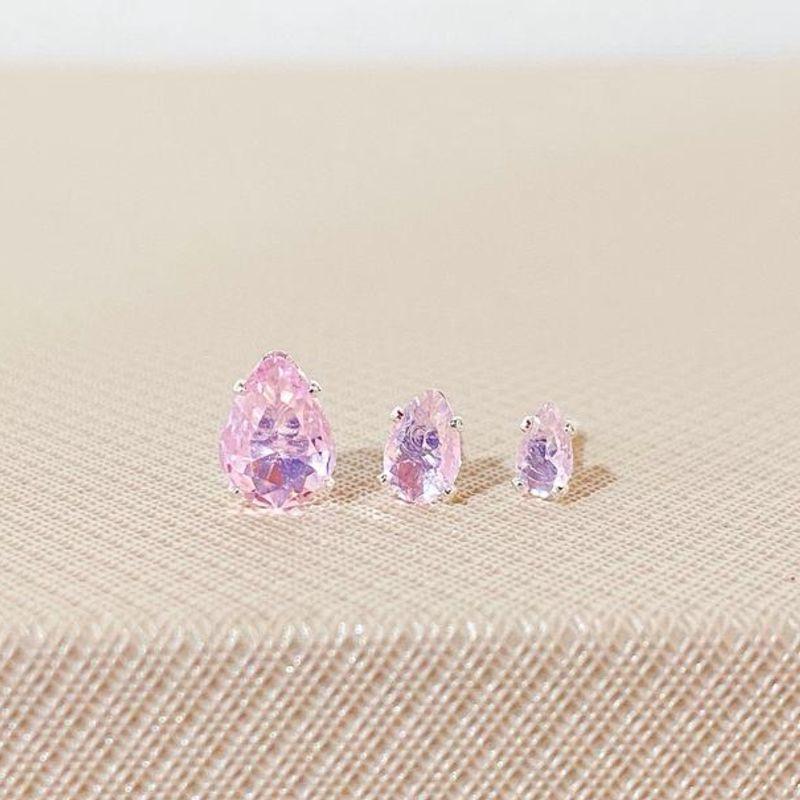 TRIO DE BRINCOS GOTA ROSA