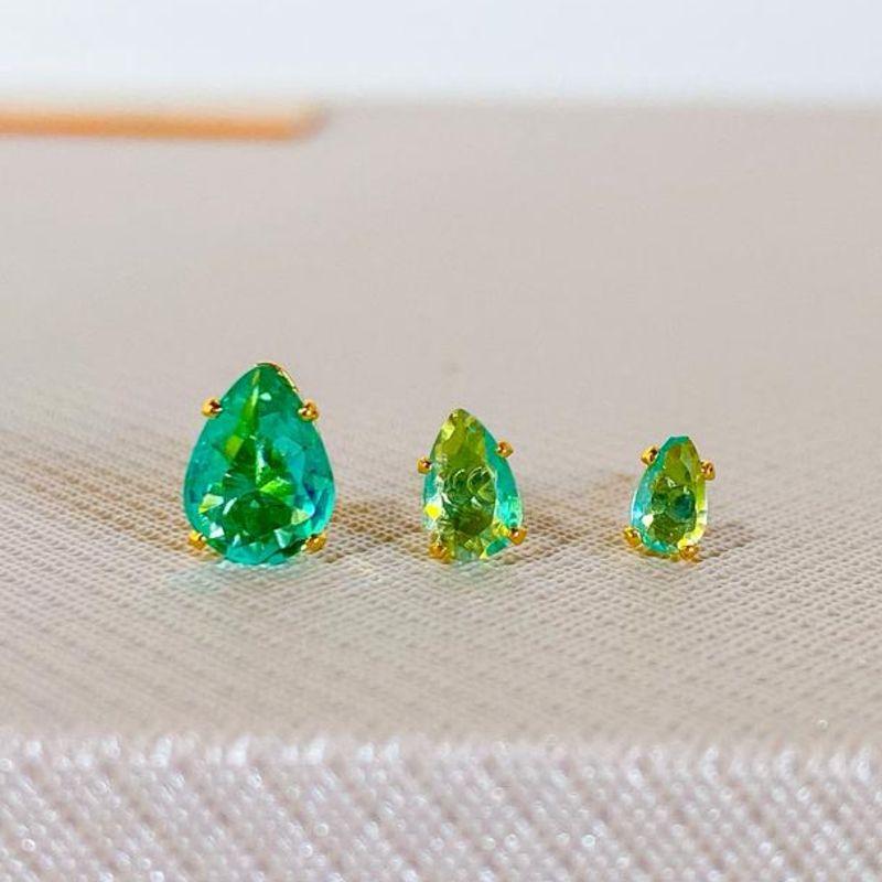 TRIO DE BRINCOS GOTA VERDE CLARO