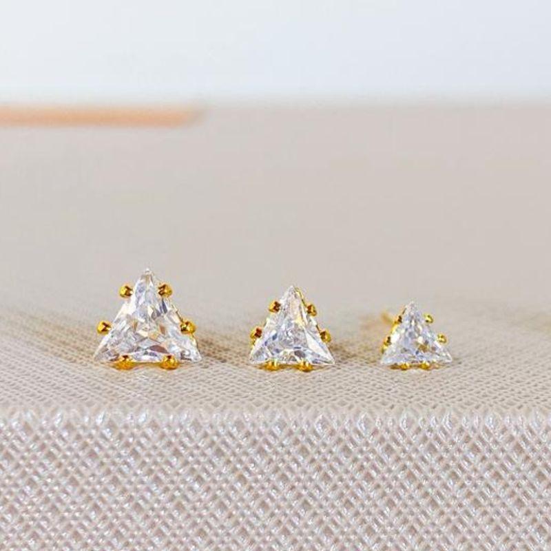 TRIO DE BRINCOS TRIÂNGULO CRISTAL