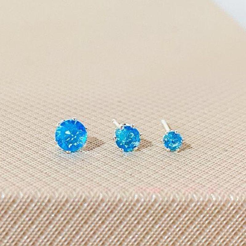 TRIO DE BRINCOS ZIRCONIA AZUL CLARO