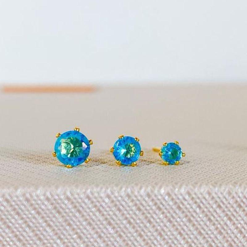 TRIO DE BRINCOS ZIRCONIA AZUL CLARO