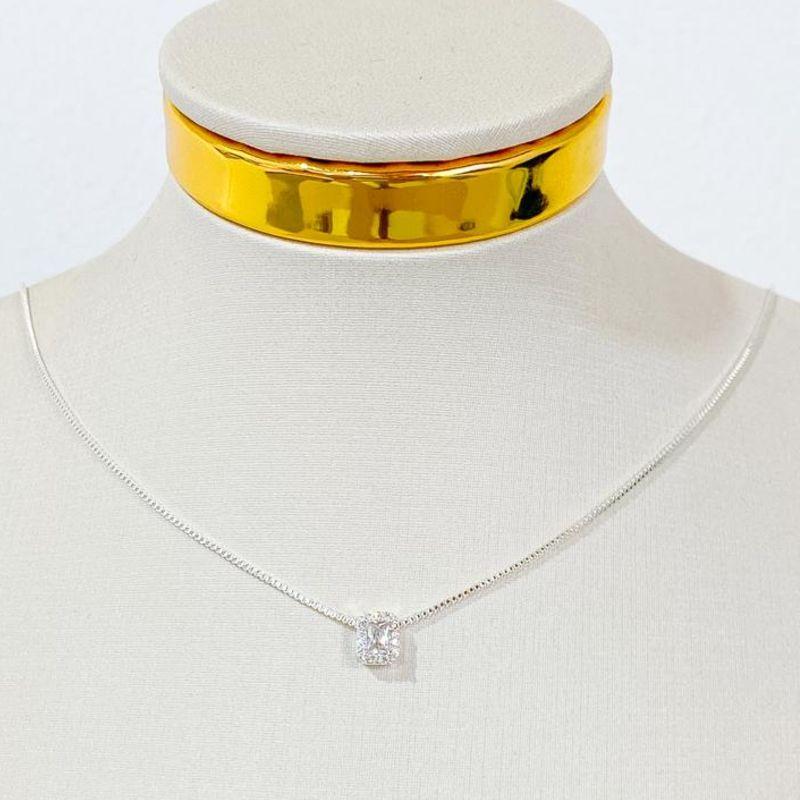 COLAR CRAVEJADO ZIRCONIA QUADRADA