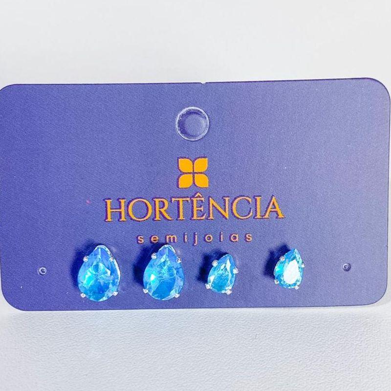 DUPLA DE BRINCOS GOTINHA AZUL CLARO