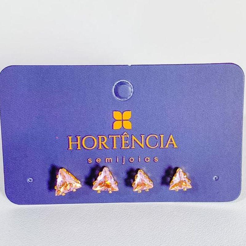 DUPLA DE BRINCOS TRIANGULO ROSA