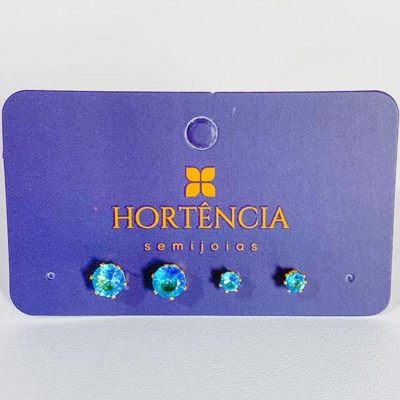 DUPLA DE BRINCOS ZIRCONIA AZUL CLARO