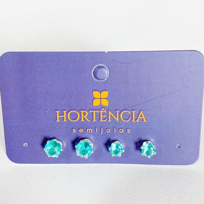 DUPLA DE BRINCOS ZIRCONIA VERDE CLARO