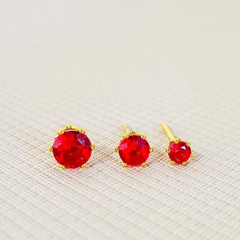 TRIO DE BRINCOS ZIRCONIA VERMELHA