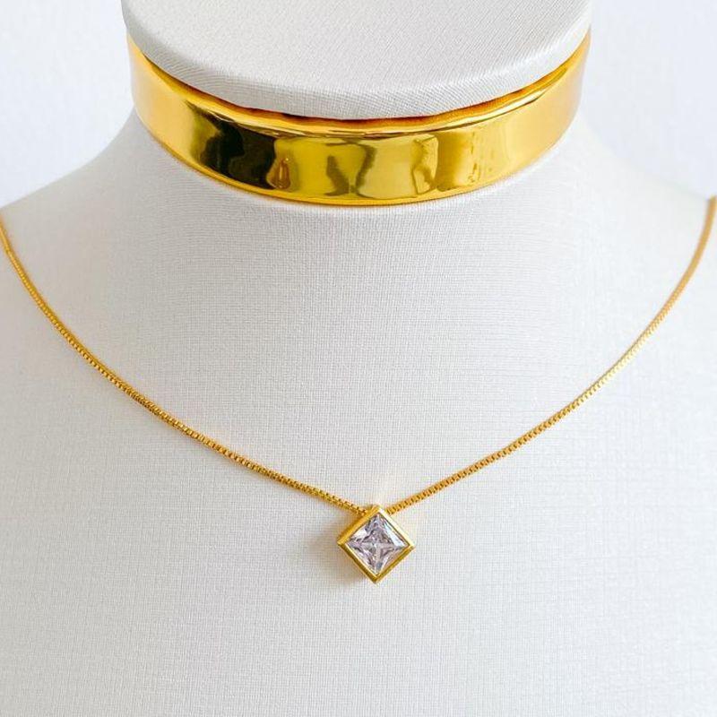 COLAR ZIRCONIA QUADRADA