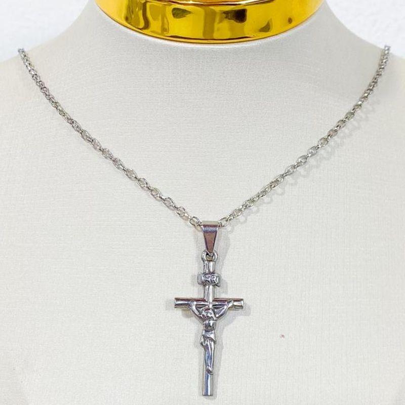 CORRENTE MASCULINA COM CRUZ STEEL