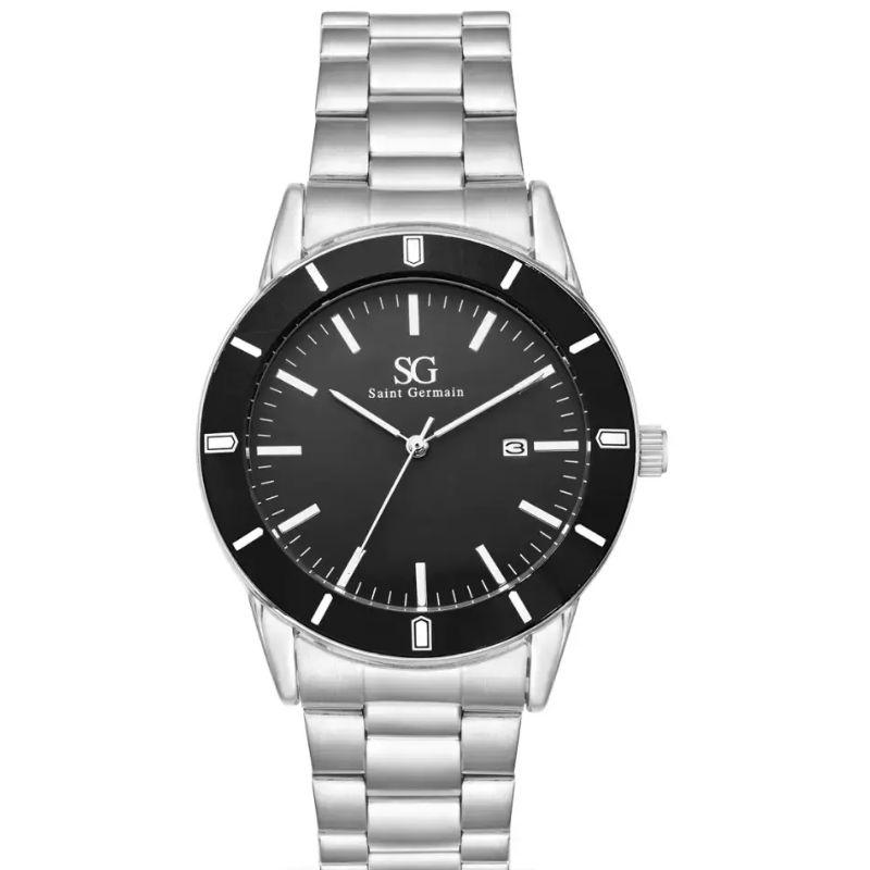 Relógio Masculino Redondo Belmont Date Prata com Fundo Preto