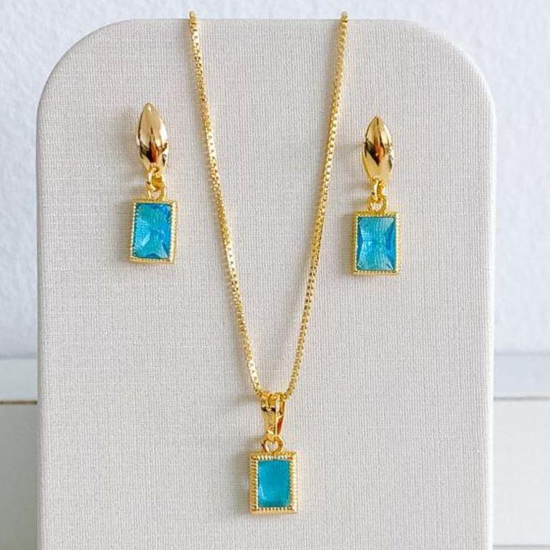 CONJUNTO ZIRCONIA AZUL