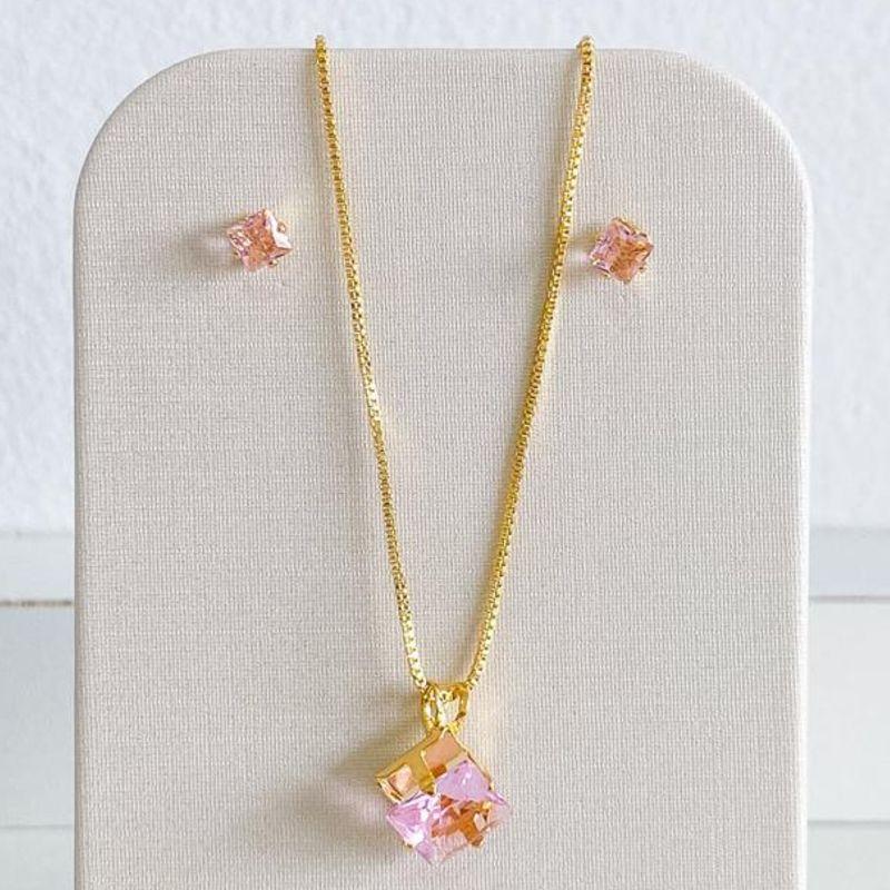 CONJUNTO ZIRCONIA ROSA