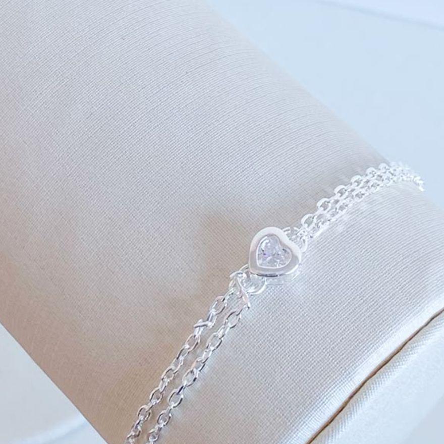 PULSEIRA CADEADINHO C/ CORAÇÃO ZIRCONIA