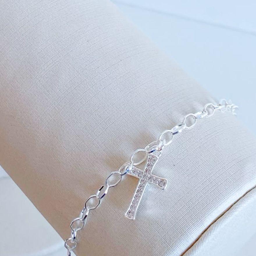 PULSEIRA ELOS COM CRUZ CRAVEJADA