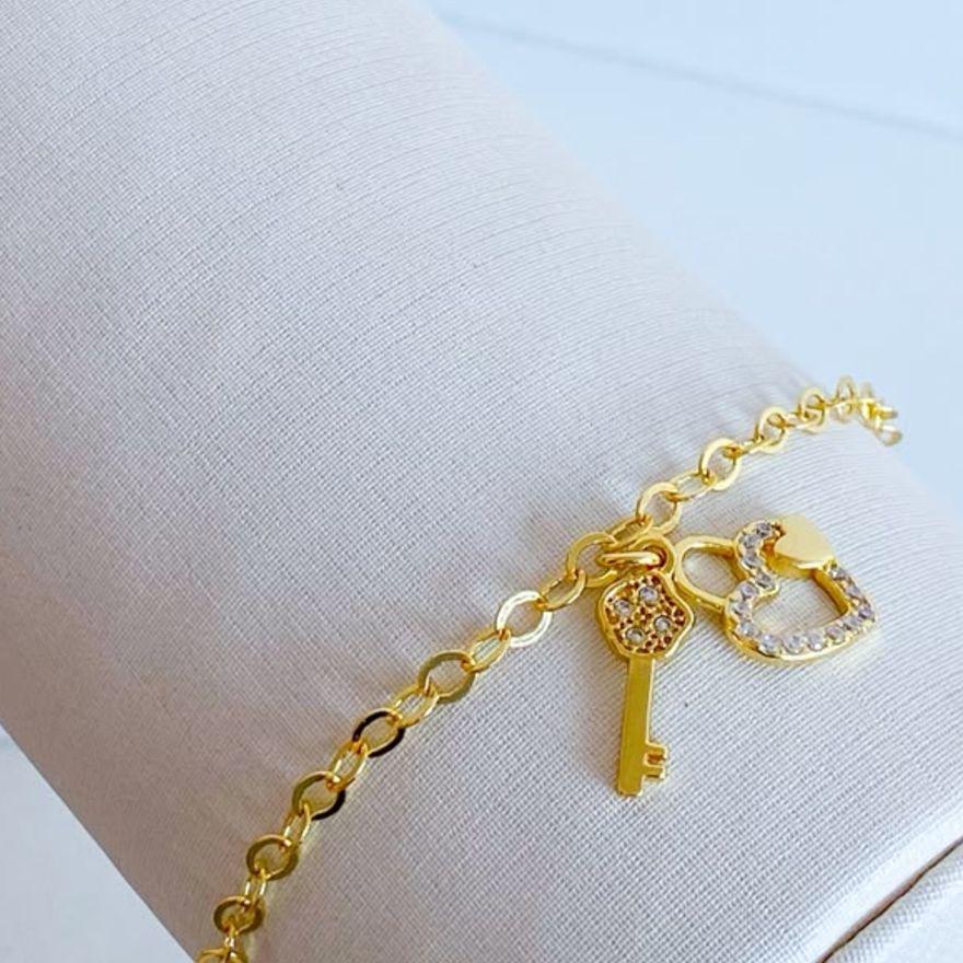 PULSEIRA ELOS CORAÇÃO E CHAVE