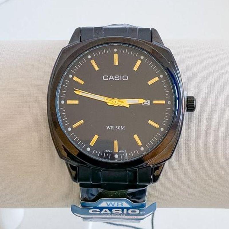 RELOGIO CASIO REDONDO PRETO COM PONTEIRO DOURADO